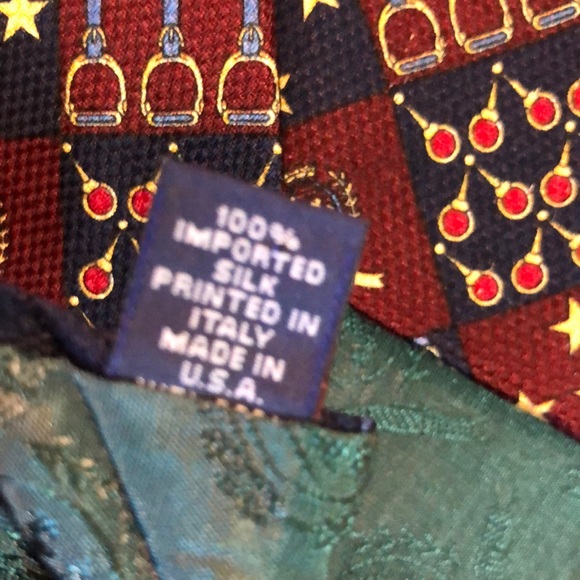 Vintage TOMMY HILFIGER 100% Silk Tie Equestrian Stars Tenniz Blue Gold USA NEW - Picture 8 of 13